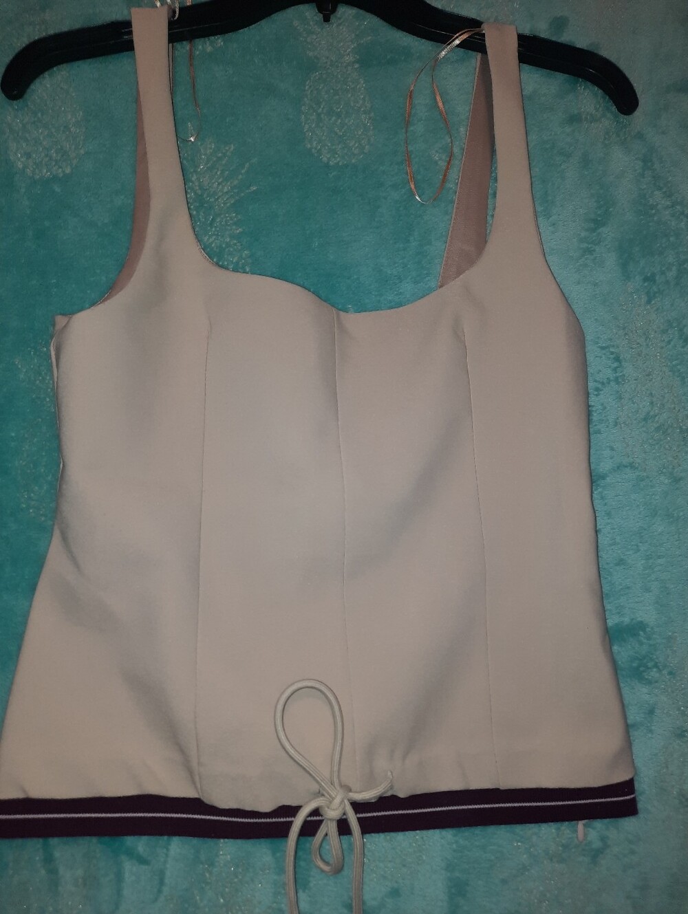 Zara Cream Square-Neck Tank Top with Drawstring Hem